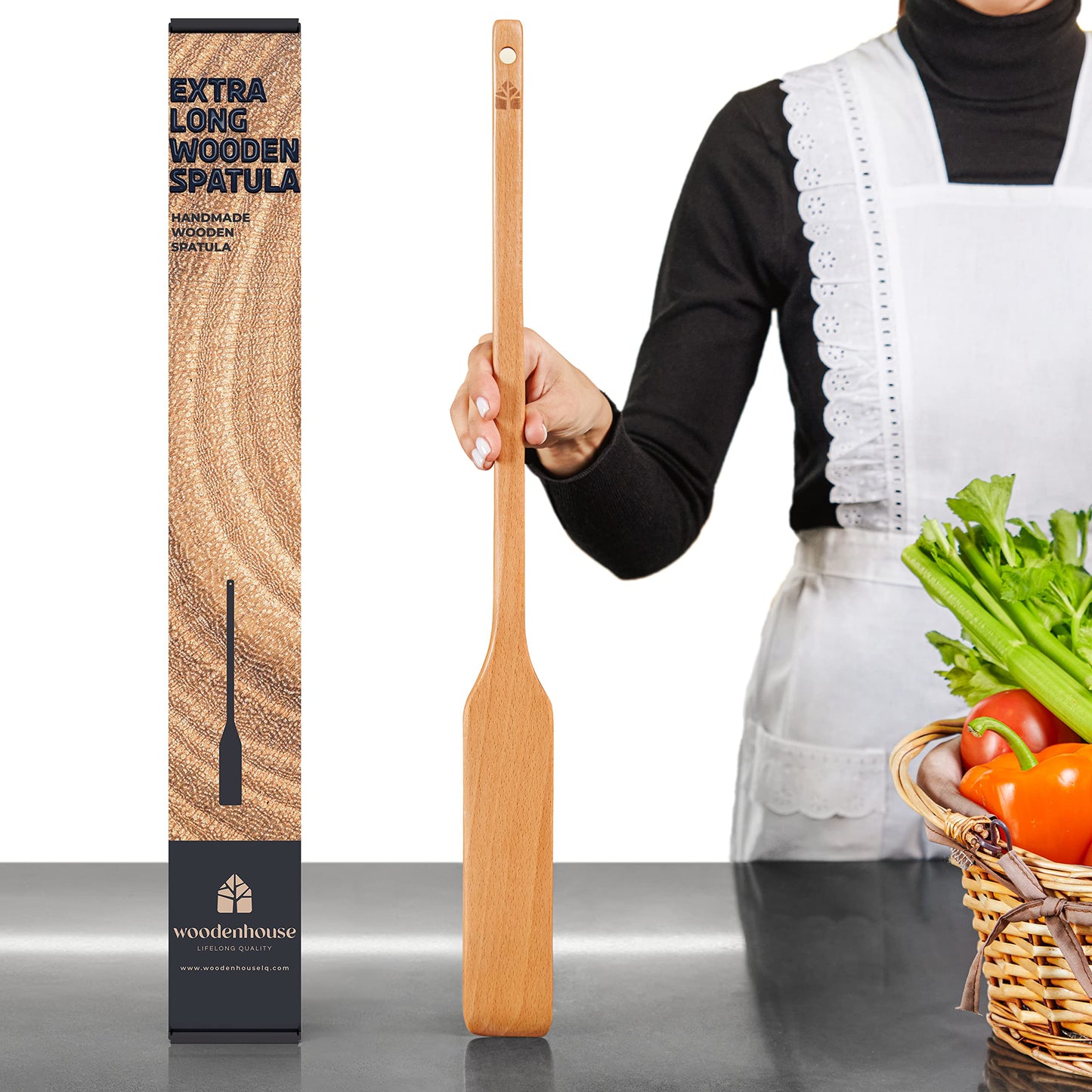 Wooden Paddle for Cooking, Stirring Paddle – 24" Crawfish Paddle – Heavy Duty Long Wooden Spoon for Large Stock Pots by Woodenhouse