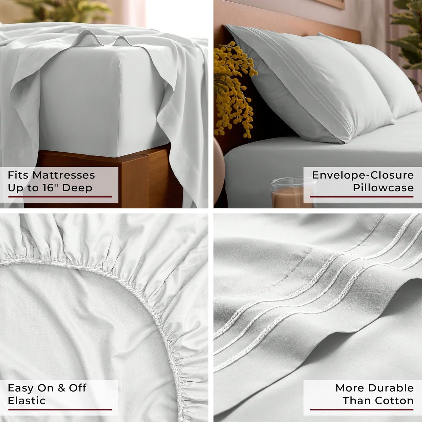 Mellanni Full Sheets Set - 4 PC Hotel Luxury Bedding | Extra Soft, Cooling, Wrinkle-Resistant (Ivory)