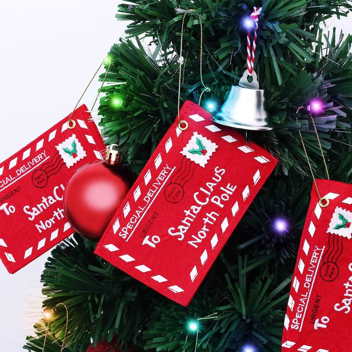 Santa Claus Letter Envelopes - 10pcs Christmas Candy Bags & Tree Ornaments (Red)