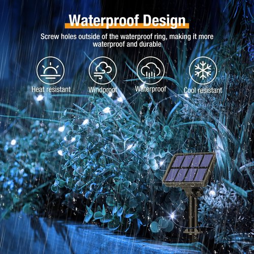 btfarm 4 Pack Solar String Lights Outdoor - 320LED 132FT Solar Fairy Lights Outside Waterproof 8 Modes, Copper Wire Twinkle Solar Powered Light for Garden Yard Tree Christmas Wedding Decor, Cool White