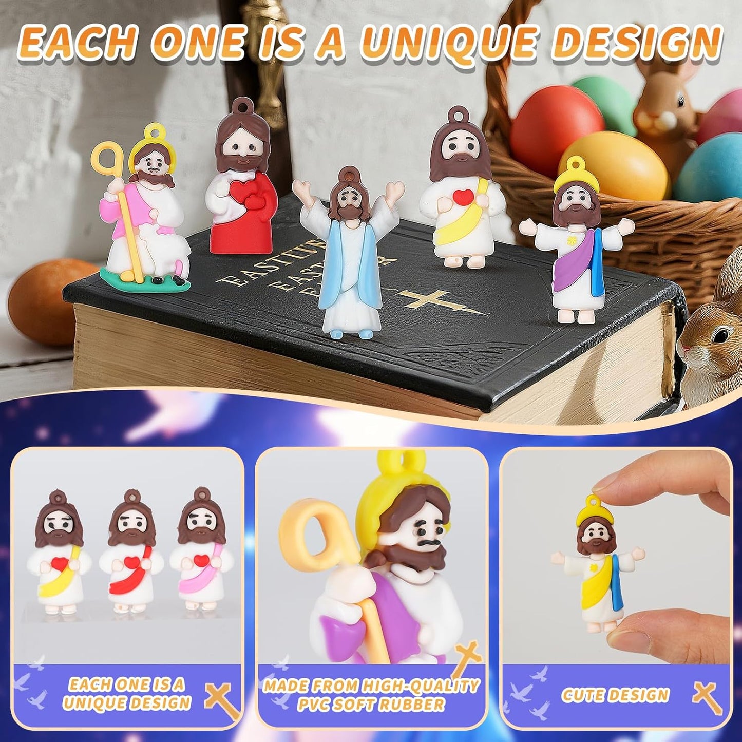 Mini Jesus Figures by [Brand Name] - 60PCS Easter Basket Stuffers | Tiny Pocket Figurines for Hide and Seek