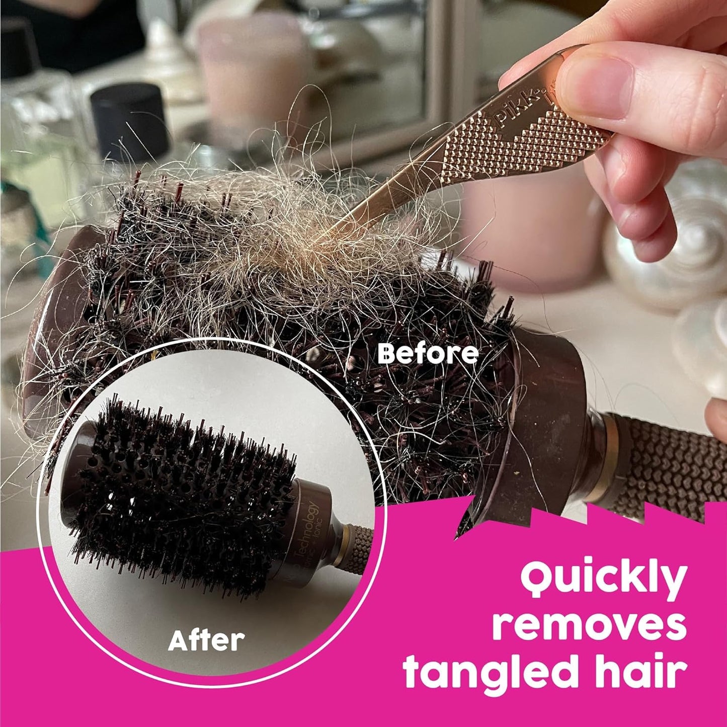 Pikk-it Vacuum Hair Brush Cleaner Tool - Effortlessly Removes Pet & Human Hair | Single & Twin Pack Options