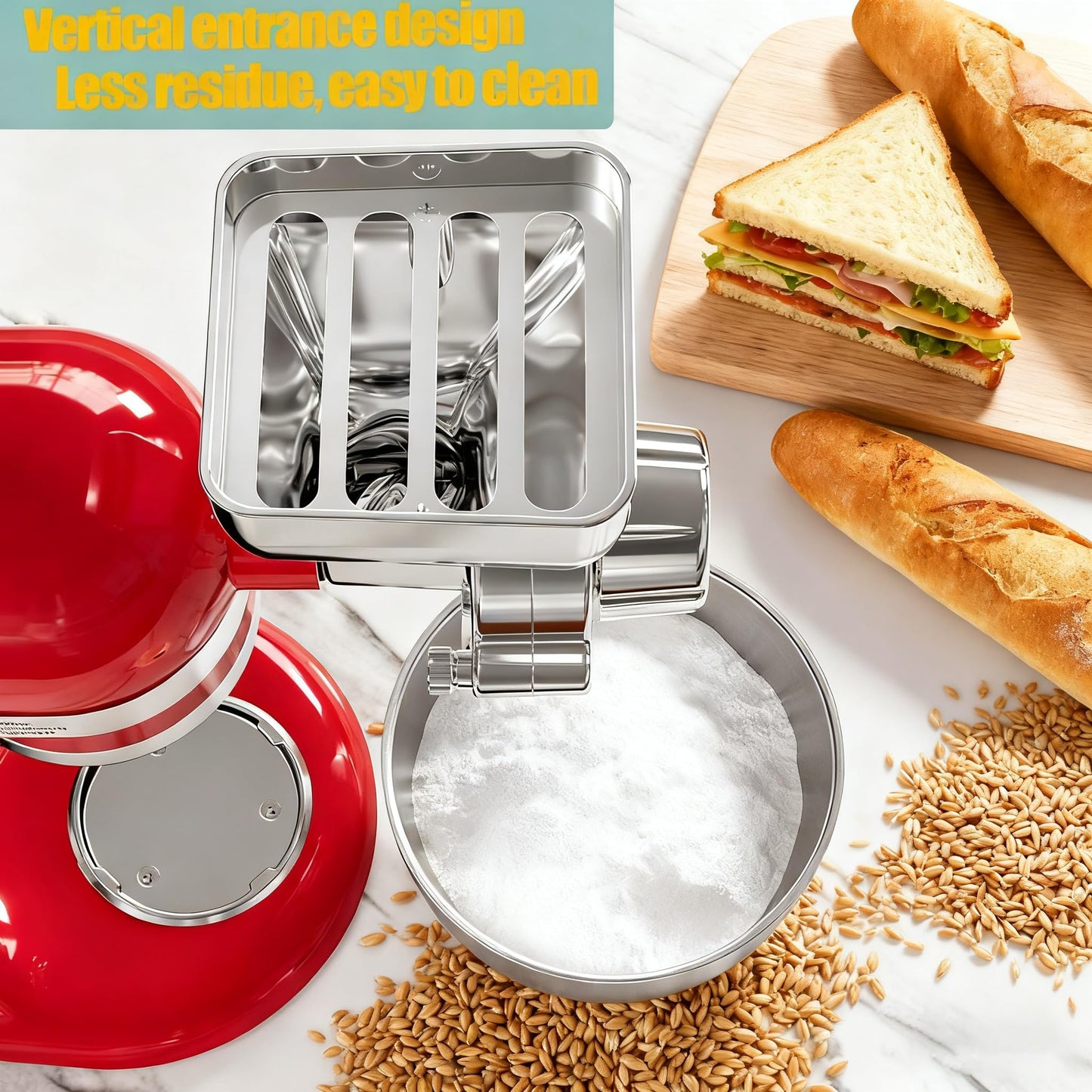 Metal Grain Mill Attachment for KitchenAid Stand Mixer – 12-Level Grind Adjustment, All-Metal Construction for Grinding Grains, Spices & More