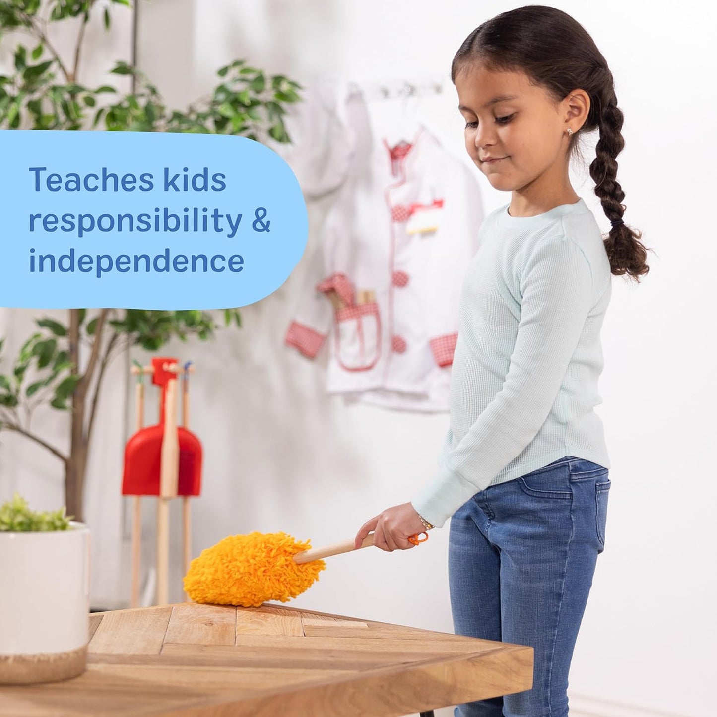 Melissa & Doug Toddler Cleaning Set - 6-Pc. Dust Sweep Mop with Broom & Accessories for Ages 3+