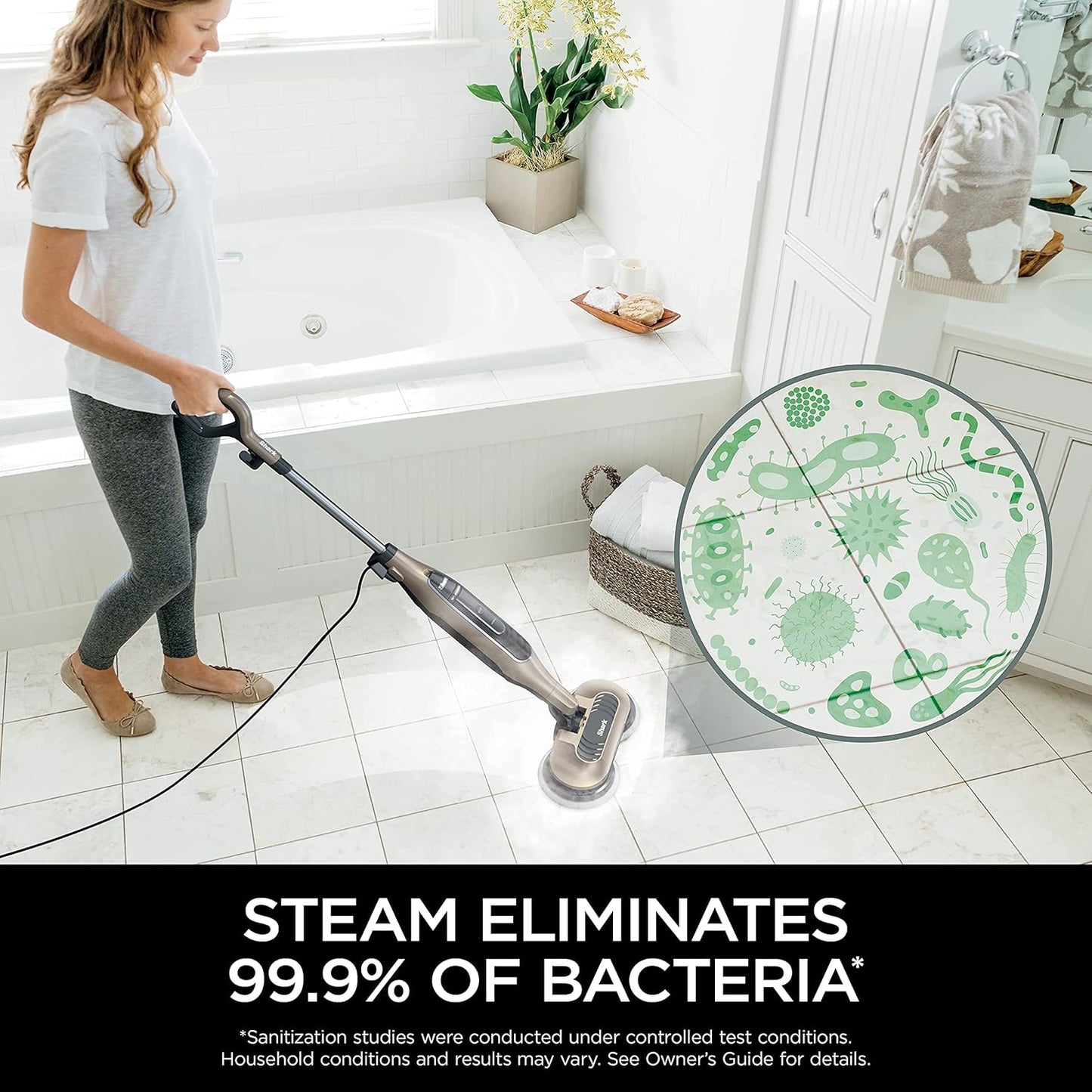 Shark S7001 Mop - Scrub & Sanitize Hard Floors with 4 Washable Pads | 3 Steam Modes & LED Headlights