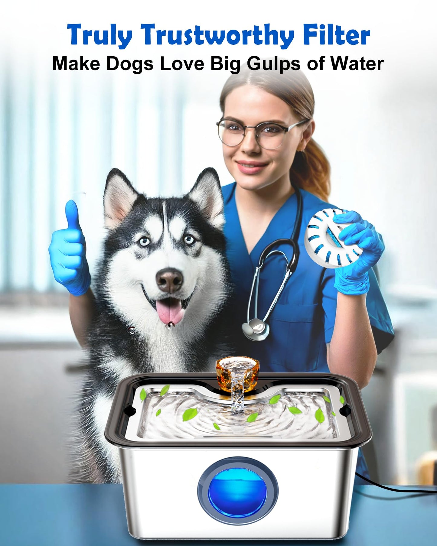 2025 Filter Element Pack for FurryPlanet Large 12L Stainless Steel Dog Water Fountain,Ultra-Purification 4Pcs Deep Purification Filter Pack with 2 Pump FilterPads