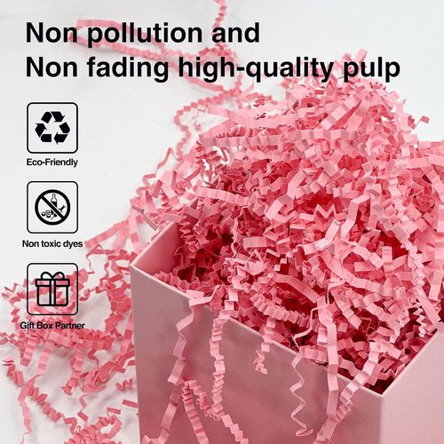 Corlcol Crinkle Paper Filler - 200g (7oz) Pink Shreds for Gift Baskets | Ideal for Mother's Day, Weddings & Christmas