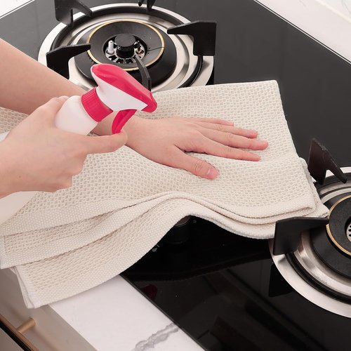 Homaxy 100% Cotton Kitchen Dish Towels - Ultra Soft & Absorbent Quick Drying, 20 x 28 Inches | 4-Pack Beige