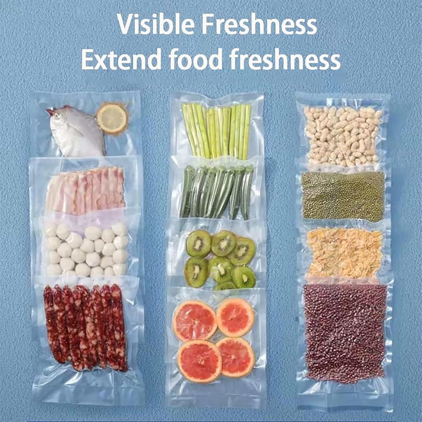 Skiennix Vacuum Sealer Bags - Airtight Food Storage Rolls | 2 Rolls 8"x16' & 2 Rolls 11"x16' | BPA Free, Microwave & Freezer Safe