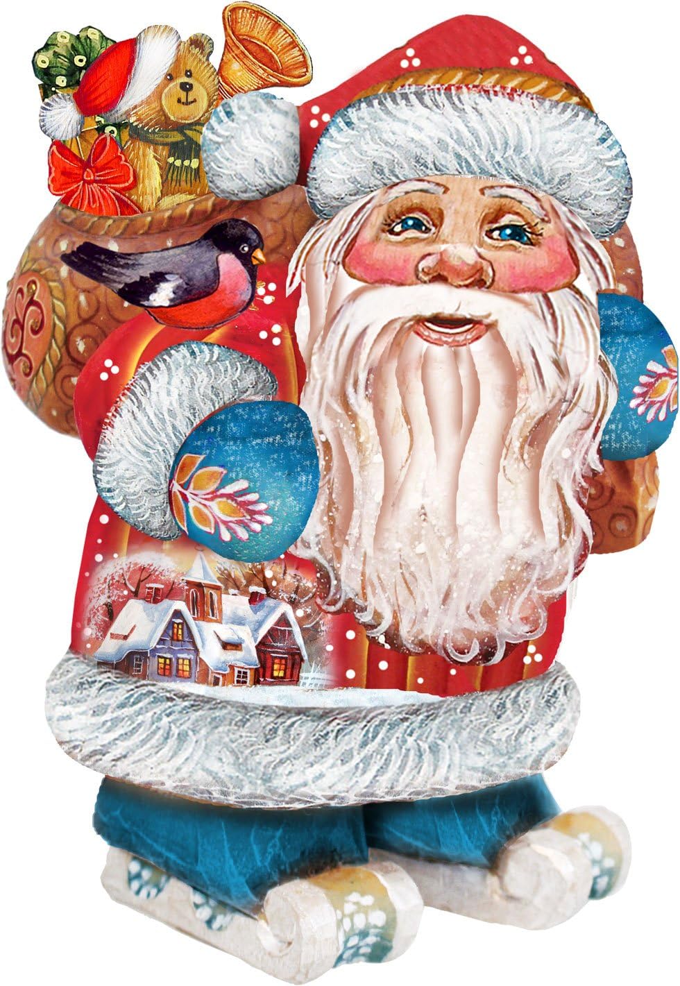 Downhill Santa Ornament by G. Debrekht | Handcrafted Holiday Decor