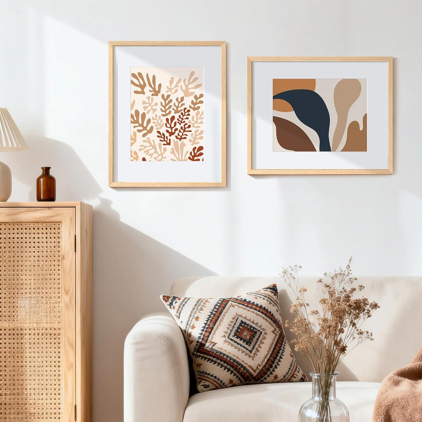 Upsimples 16x20 Picture Frames - Set of 3 Natural Solid Wood Frames for 11x14 or 16x20 Displays