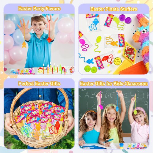 Easter Basket Goodie Bag Stuffers Party Favors for Kids,36 Pack Sticky Hands Toys Gifts for Toddlers,Easter Egg Pinata Treat Bags Fillers,Non Candy Classroom Prizes Essentials Stuff for Boys Girls
