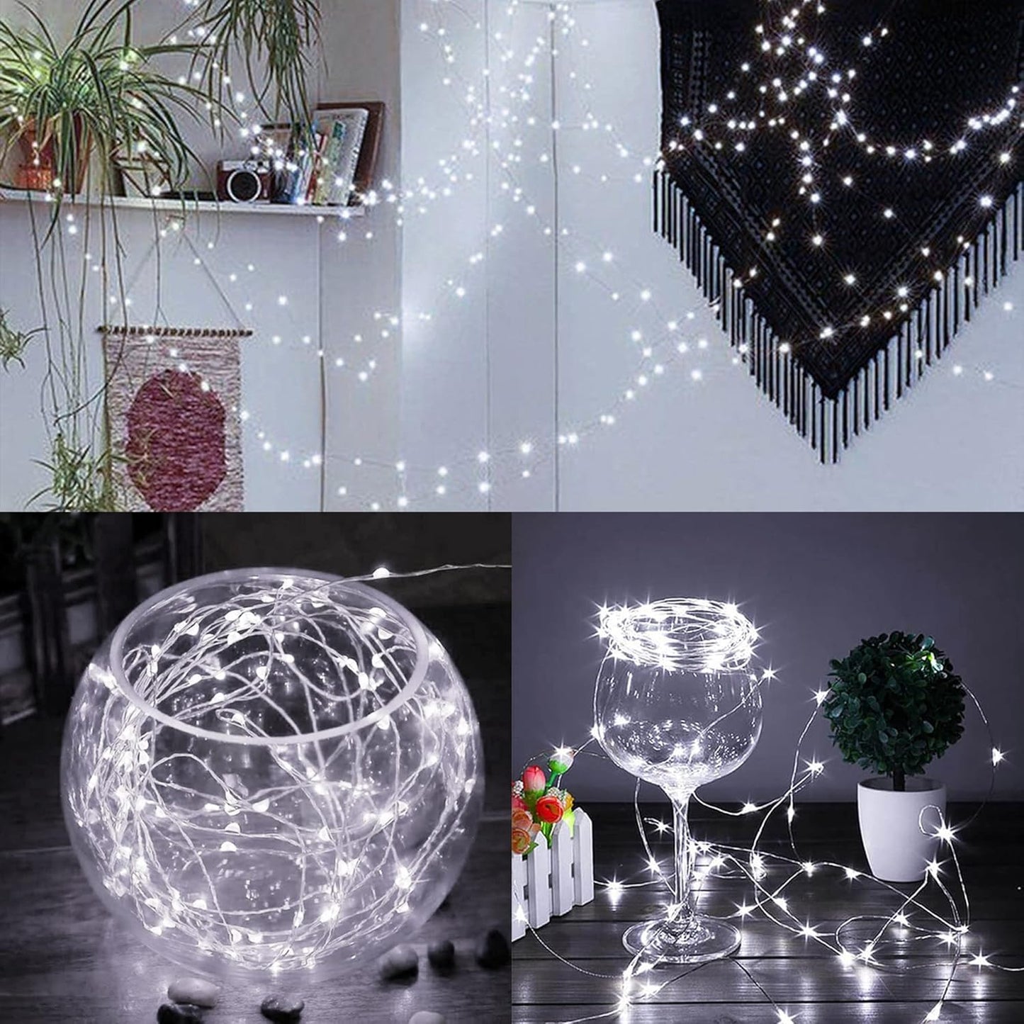 WATERGLIDE 12 Pack Mini String Lights - 20 LED Battery Operated Fairy Lights | Waterproof Silver Wire for Wedding & Party Decor