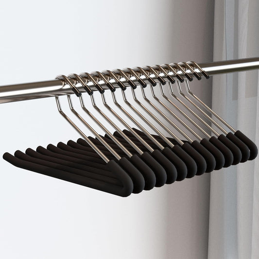SLMT Heavy Duty Metal Pants Hangers - Open Ended Design, Non-Slip Sponge Padded | 10 Pack for Jeans & Trousers