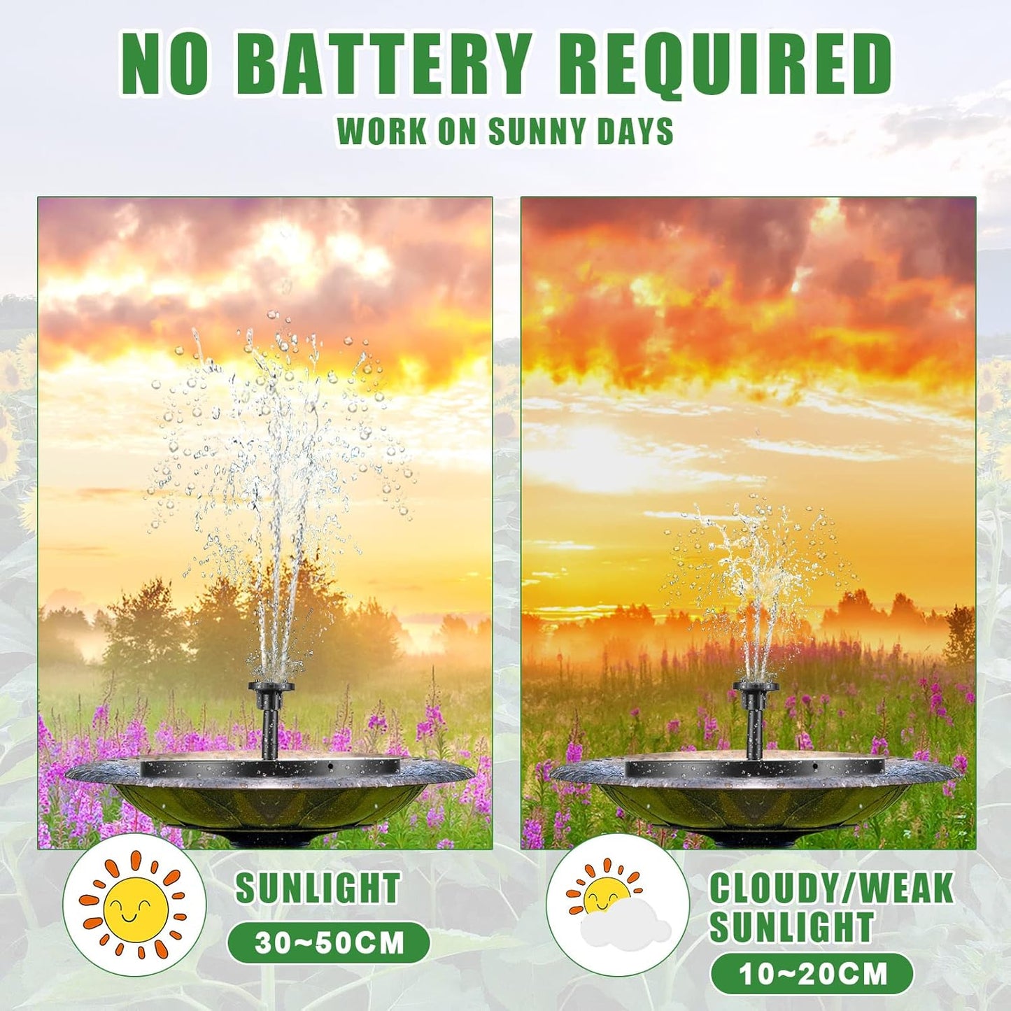 Riakrum Solar Bird Bath Fountain Pump - 2 Pack with 6 Nozzles | Floating Panel for Garden & Fish Tank (6.3 Inch)