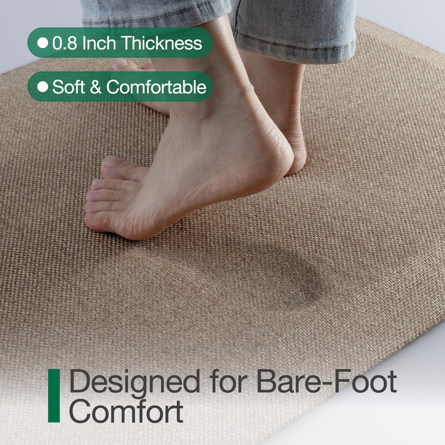 LUMI Anti Fatigue Cushioned Comfort Mats for Standing, 3/4 Thick Ergonomic Mats for Desk Office, Non-Slip, Ultra Soft, Memory Foam Rugs for Home, Kitchen, Laundry, 20"x32", Beige