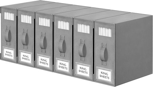 Criusia Bed Sheet Organizers - 6 Pack Foldable Linen Storage Boxes for King/Queen Bedding Sets | Grey