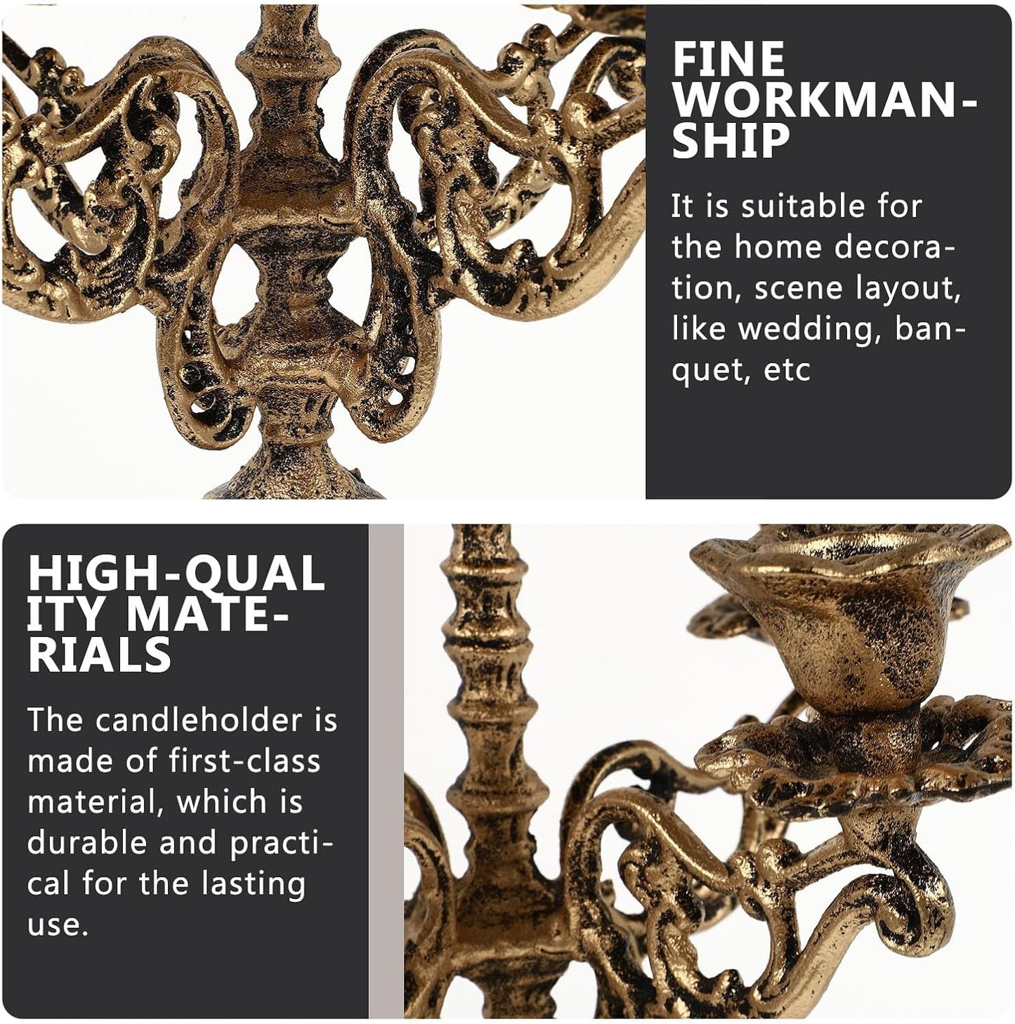 Skiennix Metal Candle Holder - 5 Arms Candelabra for Christmas & Wedding Centerpieces | 12 Inch