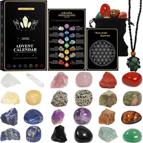 Crystal Advent Calendar 2025 - Adult Rock Healing Gemstone | 24-Day Christmas Countdown