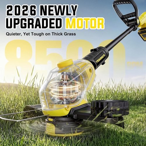 21V Cordless Weed Wacker by [Brand Name] - 2-in-1 Grass Trimmer & Edger with 2 Batteries & 8 Spare Spools