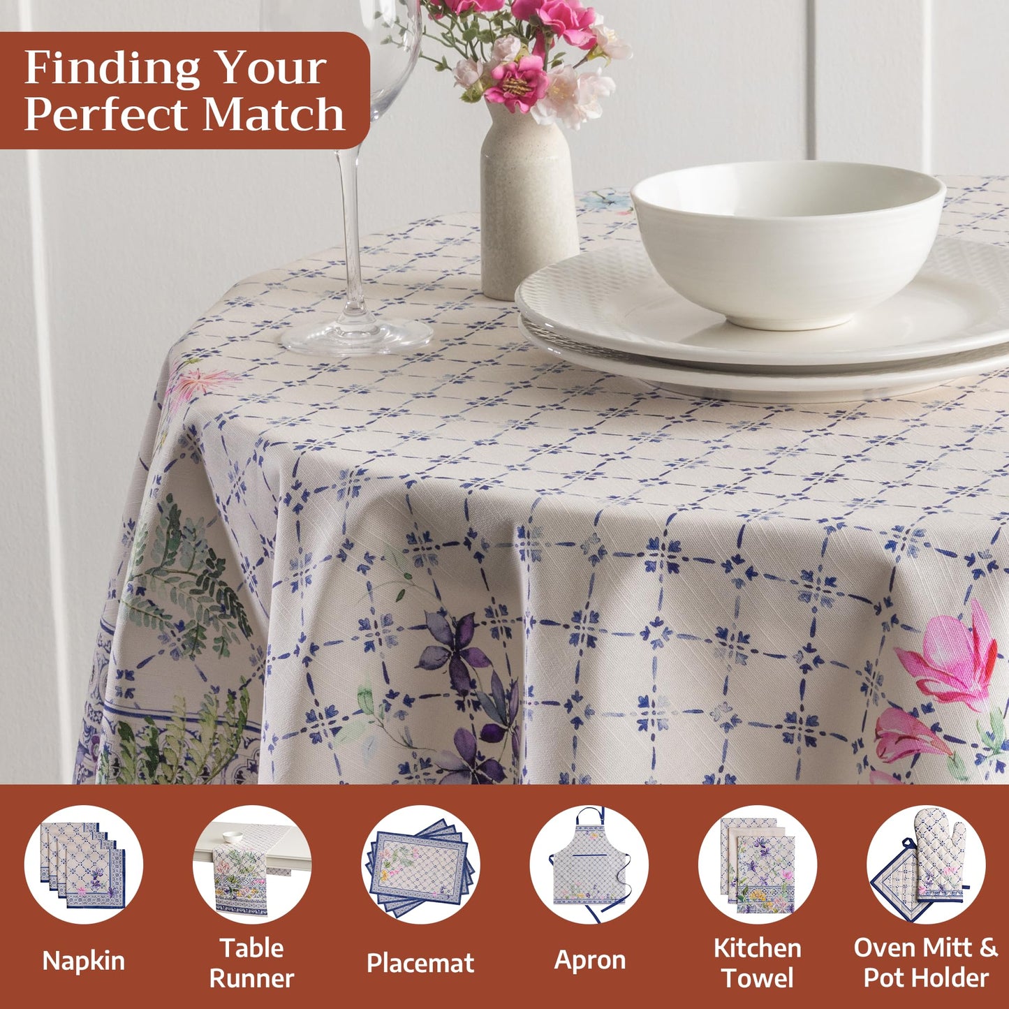 Maison d' Hermine Table Cloth Round Table 100% Cotton 69 Round Inches Tablecloth Reusable Decorative for Dining Kitchen Room Farmhouse Home Gifts for Mothers Day Spring Summer - Faience