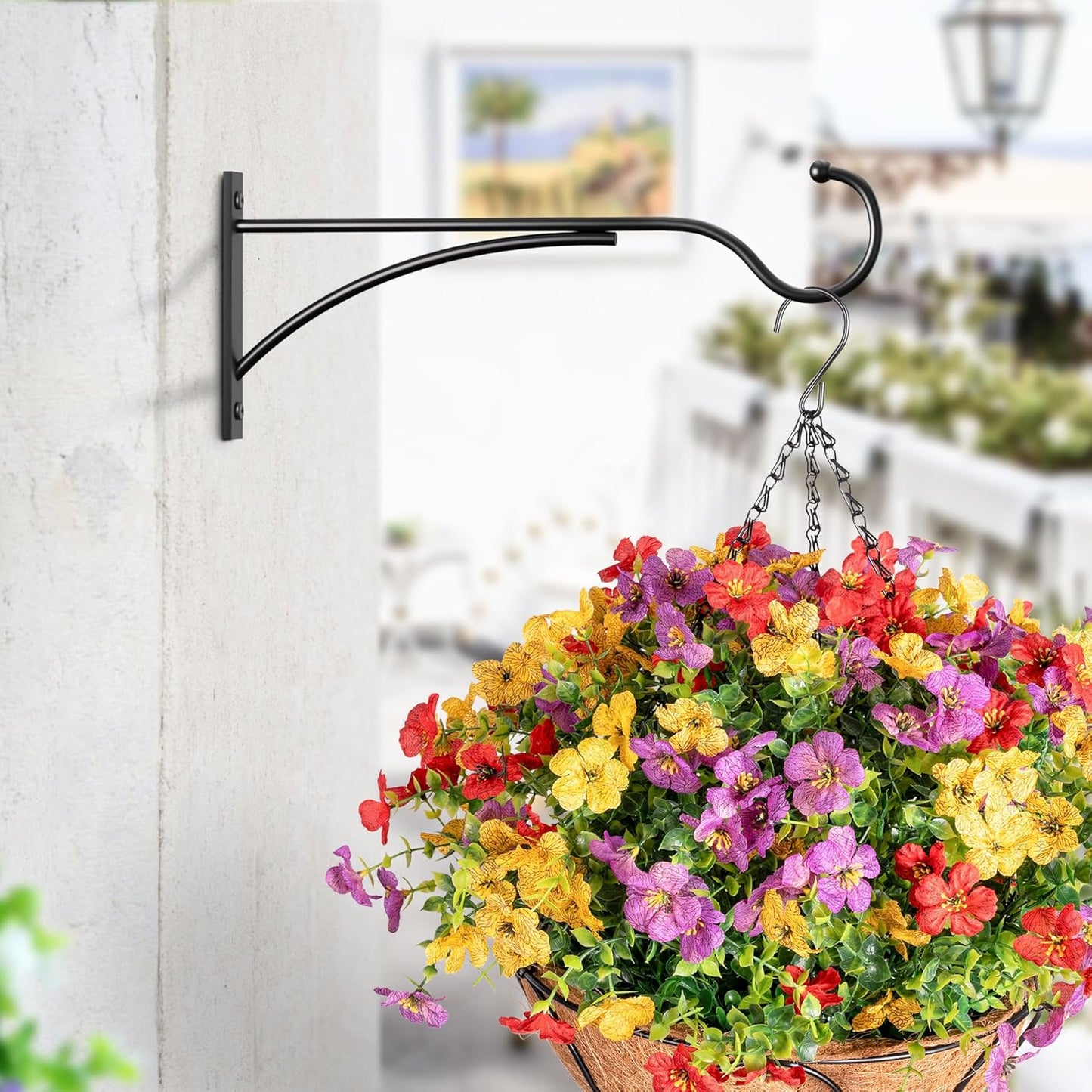 Saffruff 11-Inch Heavy-Duty Plant Hangers - Premium Metal Brackets for Outdoor Baskets & Decor | Matte Black, 30lbs Capacity