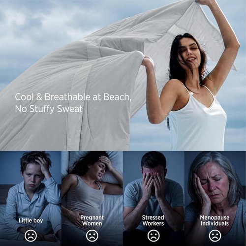 Bedsure Cooling Comforter - Ultra-Soft King Size Blanket for Hot Sleepers | Oeko-TEX Certified, Grey, 102x90 Inches