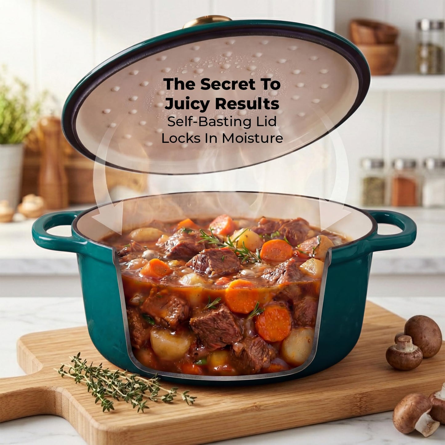 Zulay Kitchen 6.4 Quart Enameled Cast Iron Dutch Oven Pot with Lid, Emerald