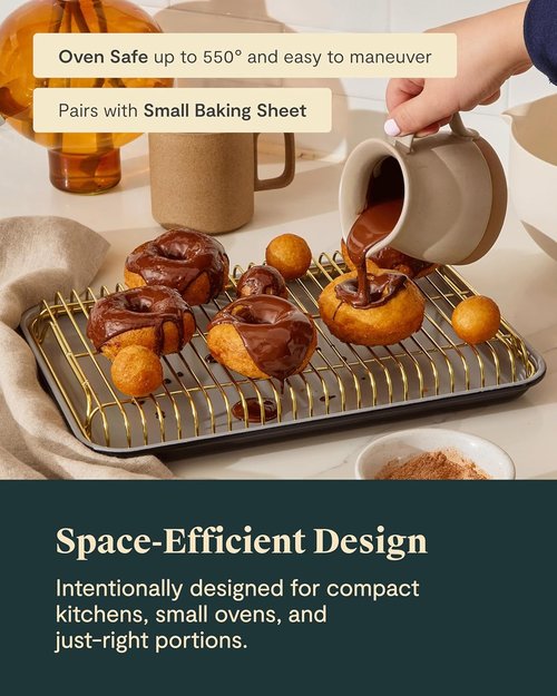 Caraway Stainless Steel Cooling Rack - 9" x 13" - Perfect for Cooling Baked Goods & Icing - Gold Finish