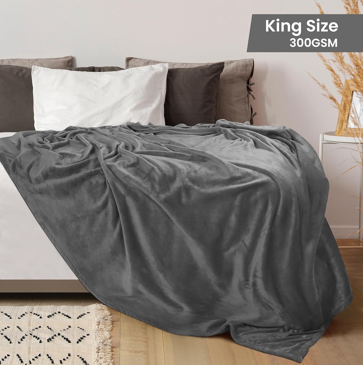 Utopia Bedding Grey Fleece Blanket - Luxury Soft 300GSM King Size (90x102 Inch) | Bulk Pack of 9