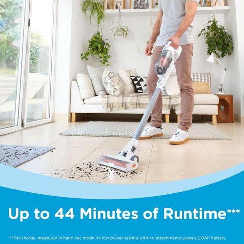 BLACK+DECKER 20V MAX Cordless Stick Vacuum Cleaner - Lightweight, Bagless, LED Lights, Gray, 44-Min Run Time