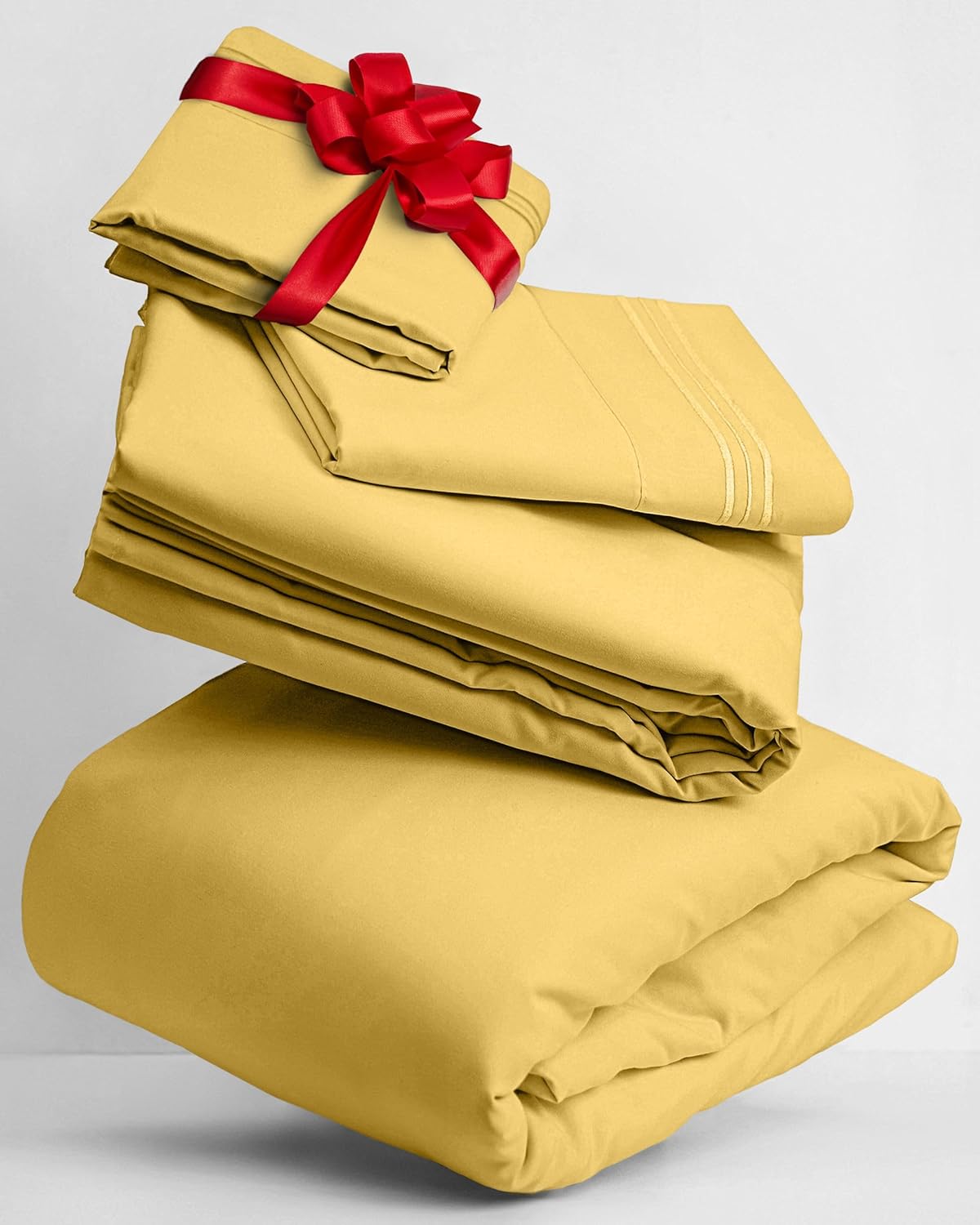 Mellanni Twin XL Sheets Set - 3-Piece Hotel Luxury Bedding - Extra Soft, Cooling, Wrinkle-Resistant (Twin Extra Long, Yellow)
