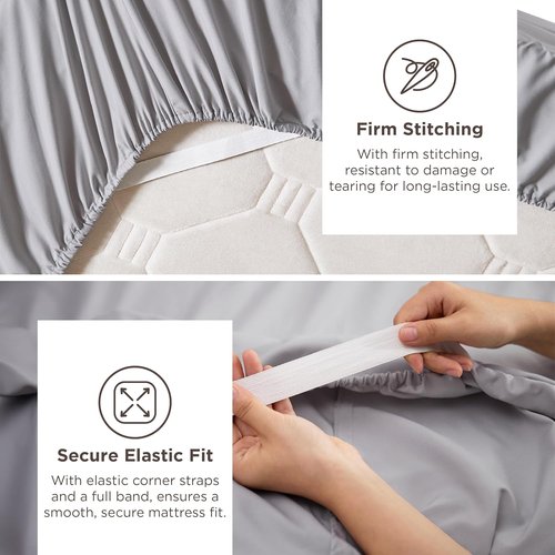 Bedsure Deep Pocket Twin Sheet Set - Soft & Cooling 3-Piece GentleSoft Bedding - Fits Mattresses Up to 21" - Light Grey
