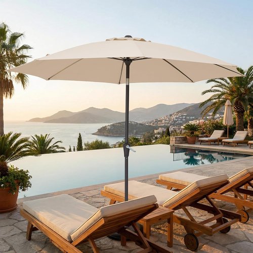 JEAREY 9FT Outdoor Patio Umbrella - Market Table Umbrella with Tilt & Crank | UV Protection, Beige