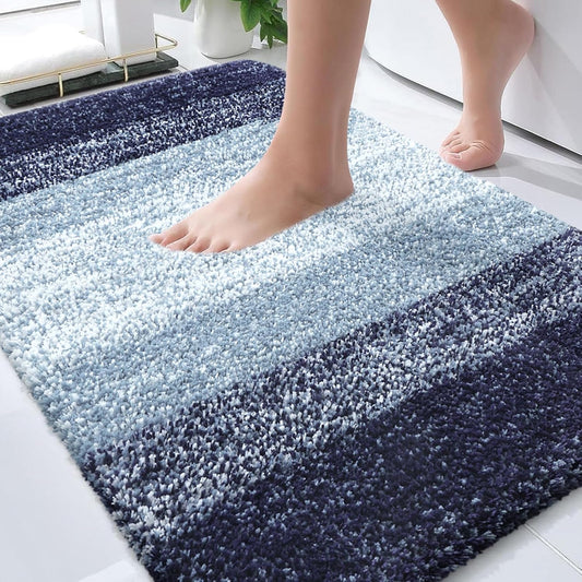 OLANLY Bathroom Rugs Mat - Extra Soft Microfiber Bath Rug with Rubber Backing | Quick Dry, 30x20, Airy Blue