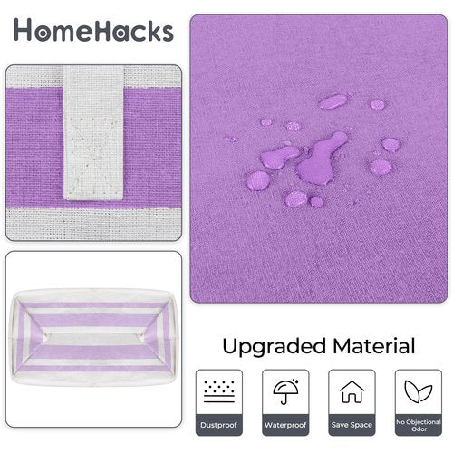 HomeHacks 2 Pack Large Laundry Baskets, Waterproof, Freestanding Laundry Hampers, Collapsible Clothes Hamper with Reinforced Handles in Laundry, College Dorm, Bathroom, Bedroom (Purple, 100Lx2)