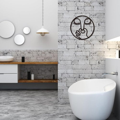 ARTINME Funny Bathroom Wall Decor - Humorous Metal Sign for Guest Toilet | 12'' Round Black Design