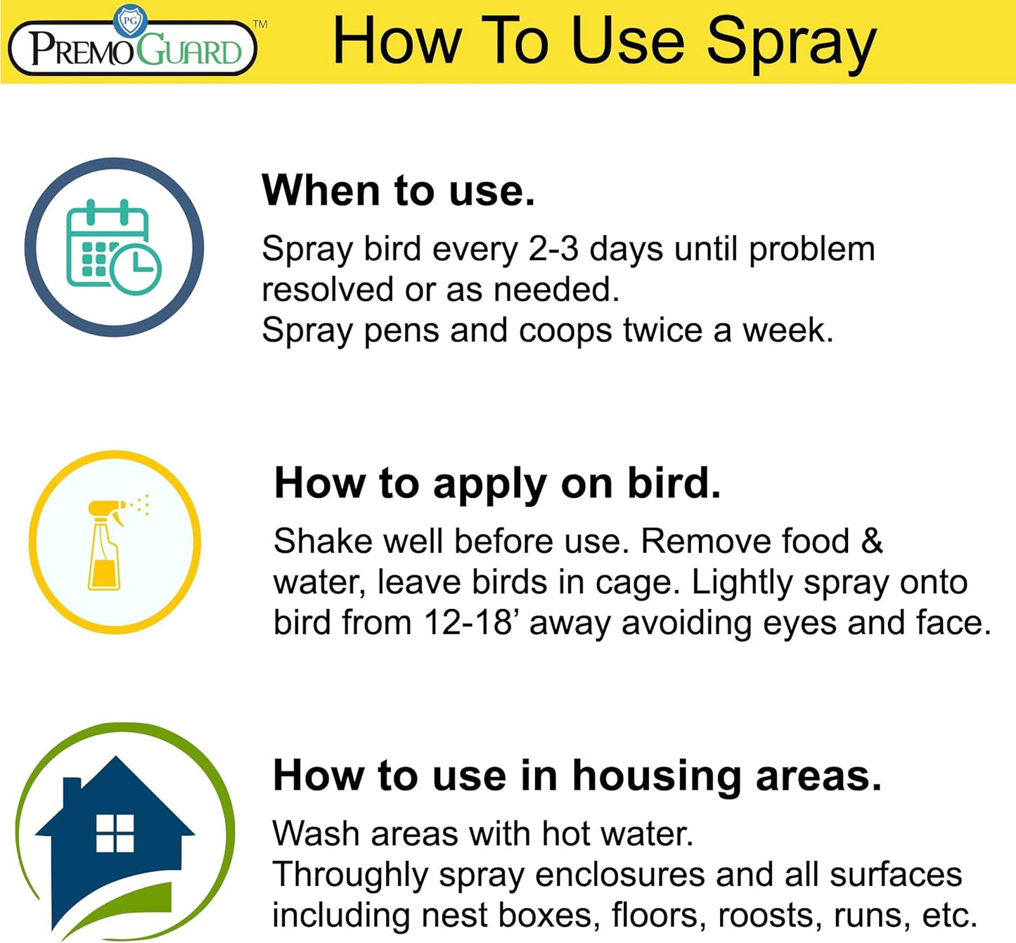 Premo Guard Poultry Spray - Natural Pest Control for Chickens - 128 oz | Kills Mites, Fleas, & Lice Safely