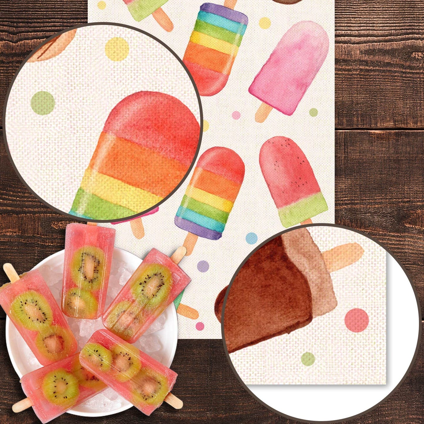 Summer Popsicle Table Runner Ice Cream Themed Birthday Baby Shower Party Farmhouse Kitchen Dining Room Home Decoration (13" x 72")