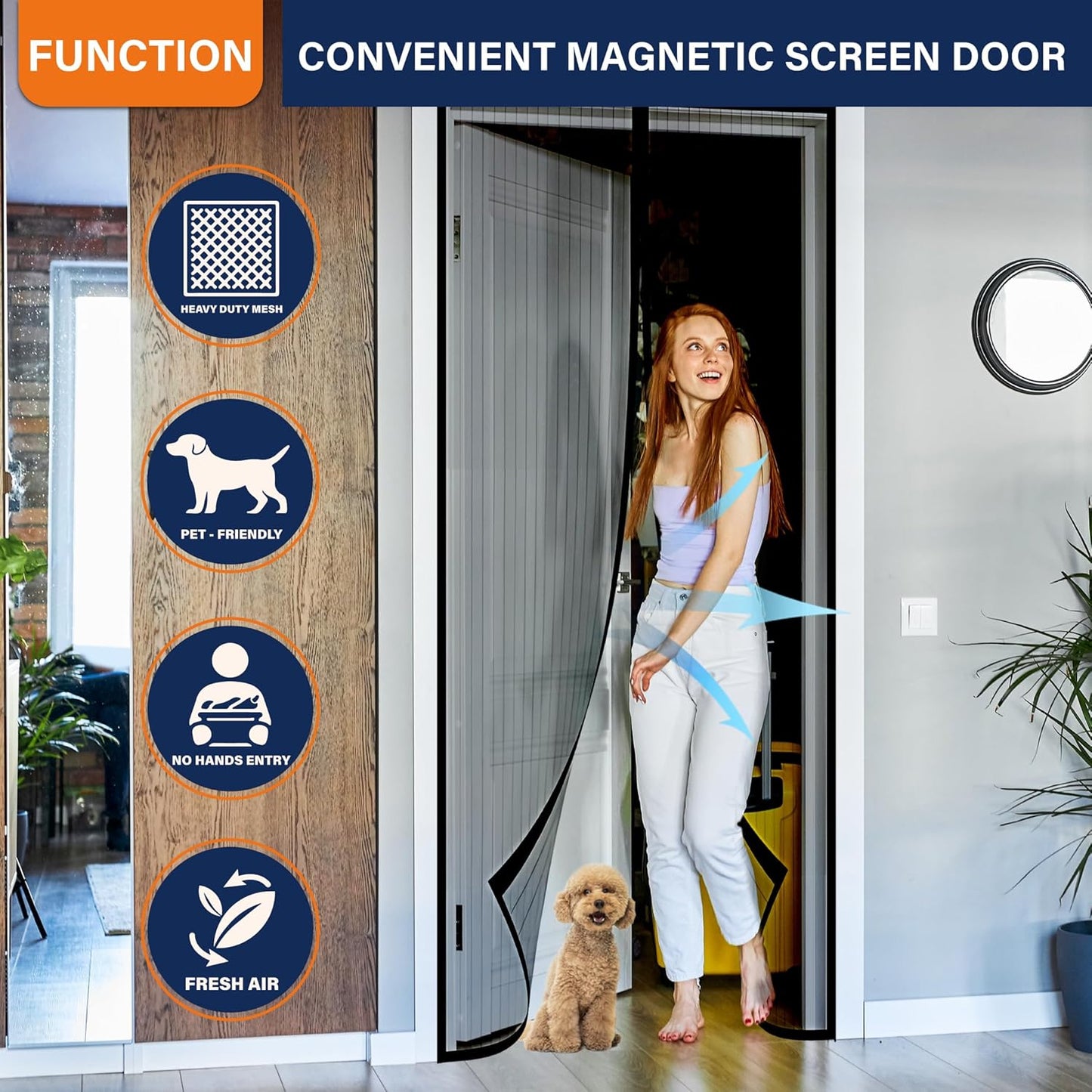 Mesh Screen with Magnetic Closure by [Brand Name] - Heavy-Duty Bug Barrier for Doors (38 x 82 Inch) | Pet and Kid Friendly