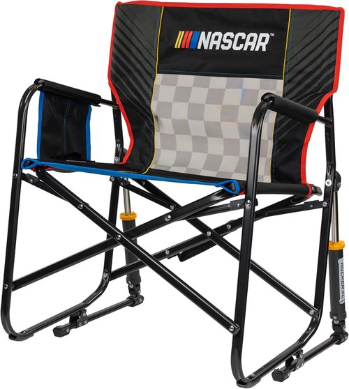 GCI Outdoor NASCAR Freestyle XL Rocker Camping Chair - Portable Folding Design with Durable Armrests & Drink Holder | Ideal for Big and Tall, Black