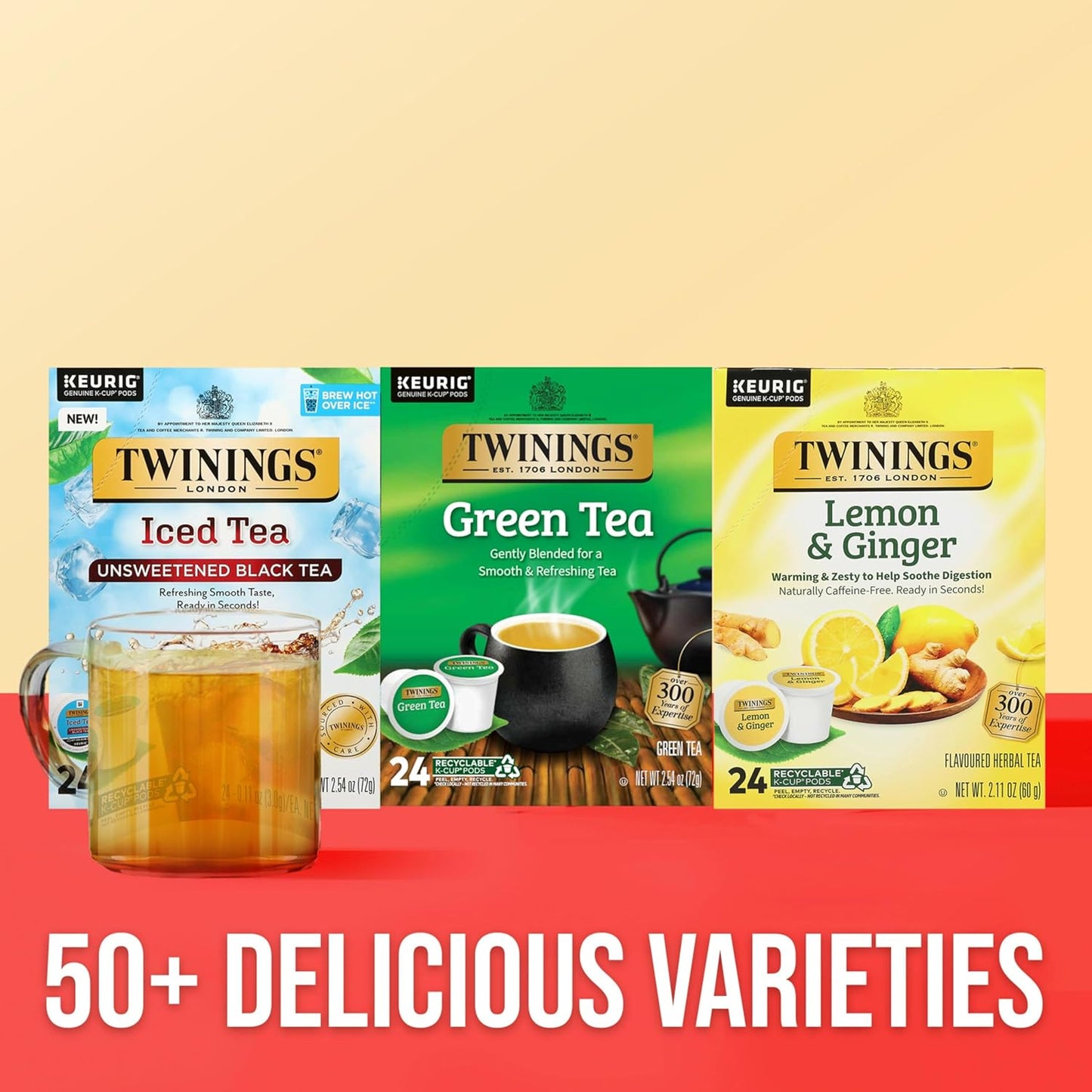Twinings Green Tea K-Cup Pods - Smooth Flavor & Enticing Aroma, 24 Count for Keurig