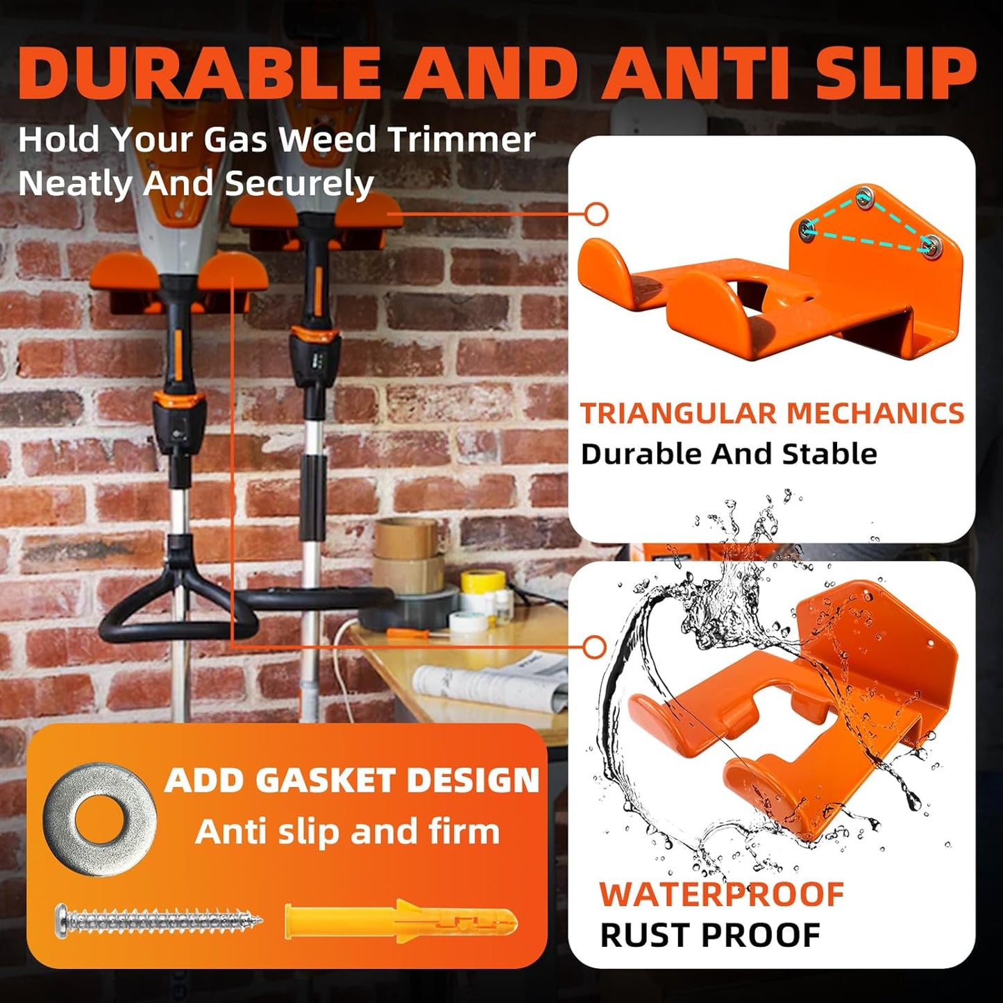 Weedeater Hanger - Heavy Duty Wall-Mounted Weed Wacker Hooks for Garage Organization | 1 Pack