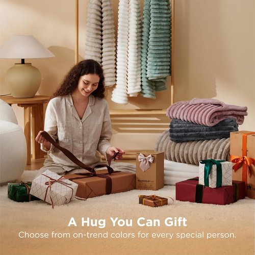 Bedsure GentleSoft Fleece Blanket - Cozy Large Throw for Bed, Grey, 120x120 Inches