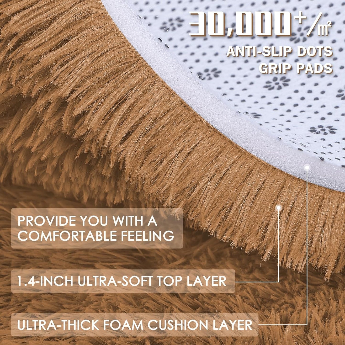 OLANLY Large 5x7 Machine Washable Area Rug - Soft Fluffy Shaggy Carpet for Living Room & Bedroom | Khaki
