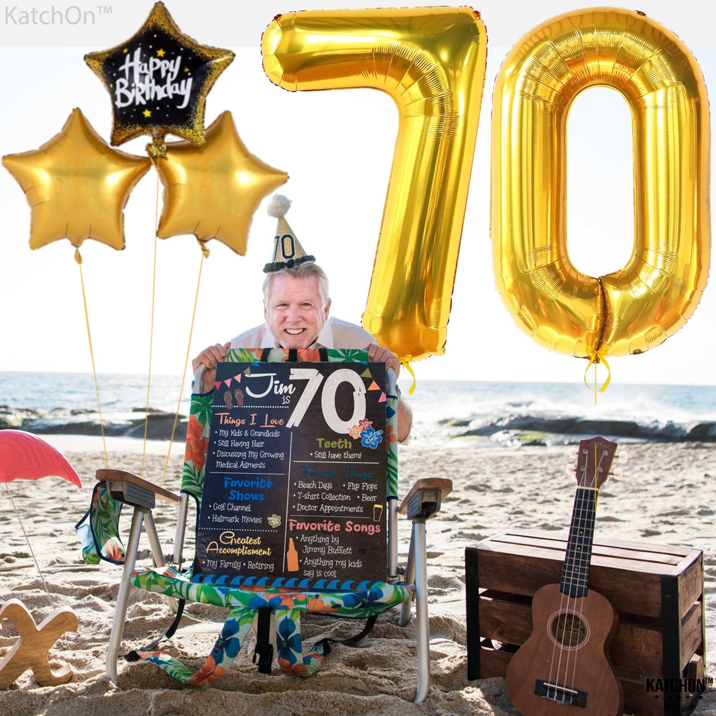 KatchOn, Giant Gold 70 Balloon Numbers - 40 Inch | 70th Birthday Balloons | 70th Birthday Decorations | Gold 70 Birthday Party Decorations, Happy Anniversary Decorations