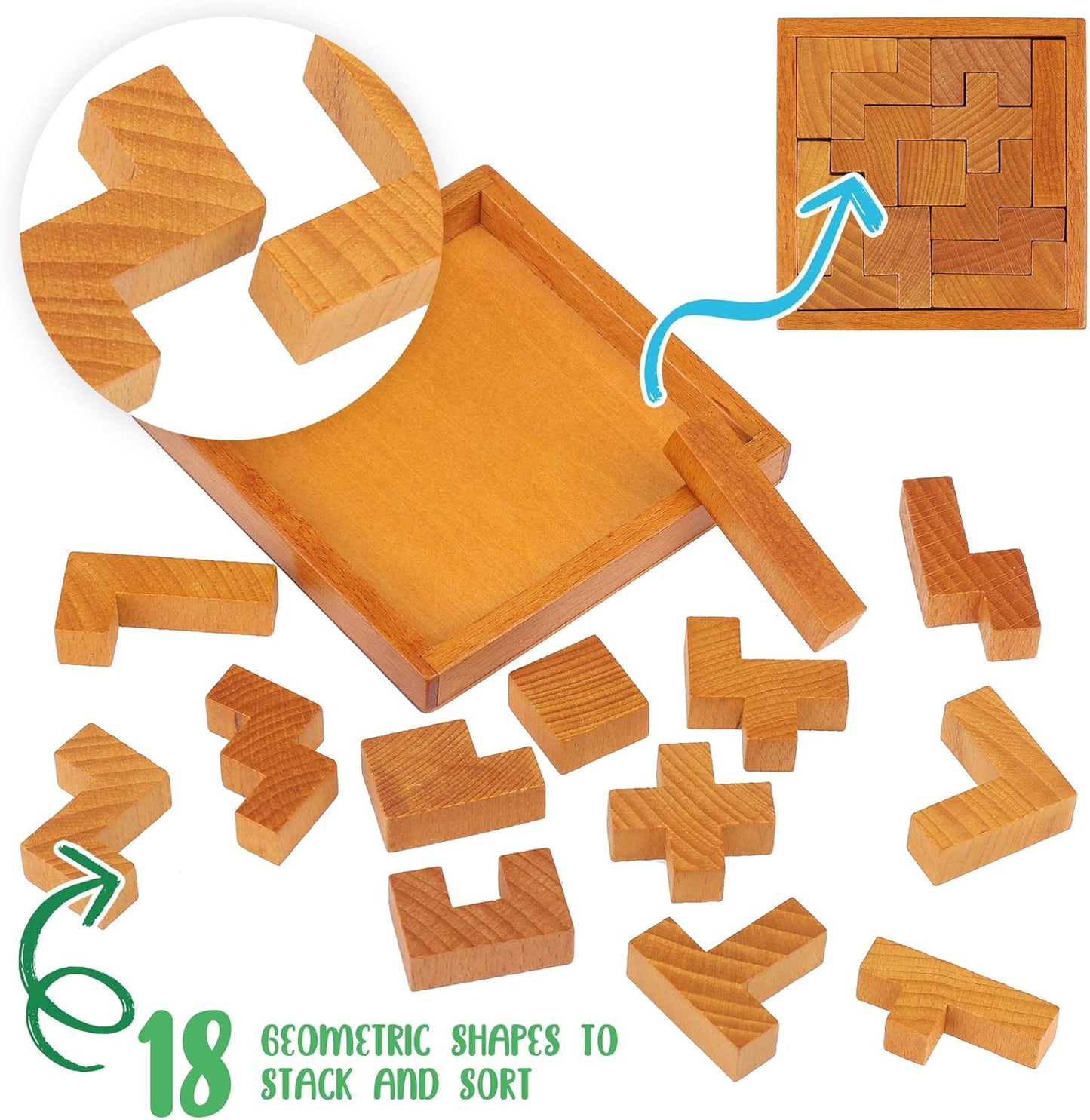 Wooden Brain Teaser Puzzles - Engaging Mental Challenge for Kids & Adults | Perfect for All Skill Levels