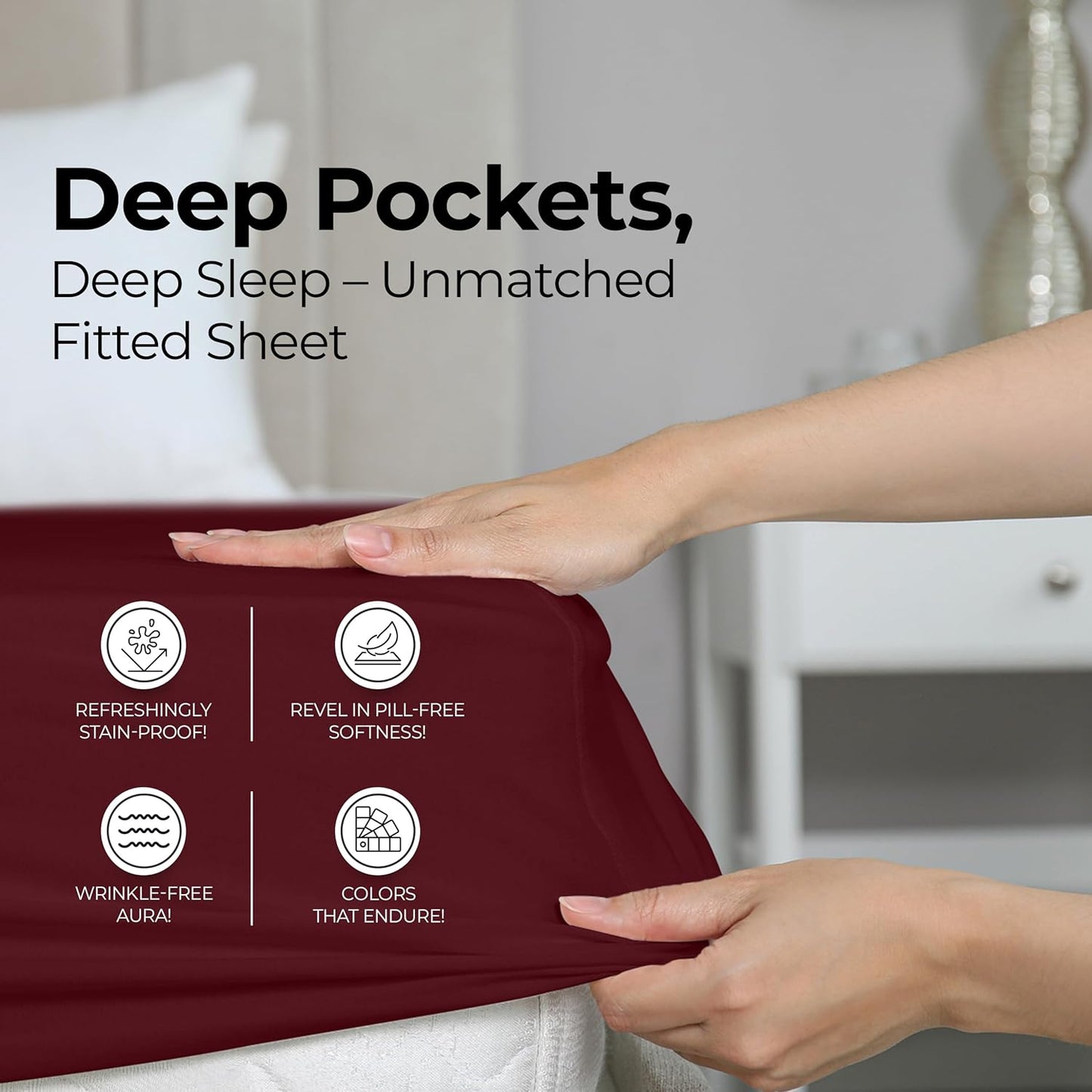 Utopia Bedding Queen Fitted Sheet - Deep Pocket Microfiber - Soft & Fade Resistant - Red Burgundy