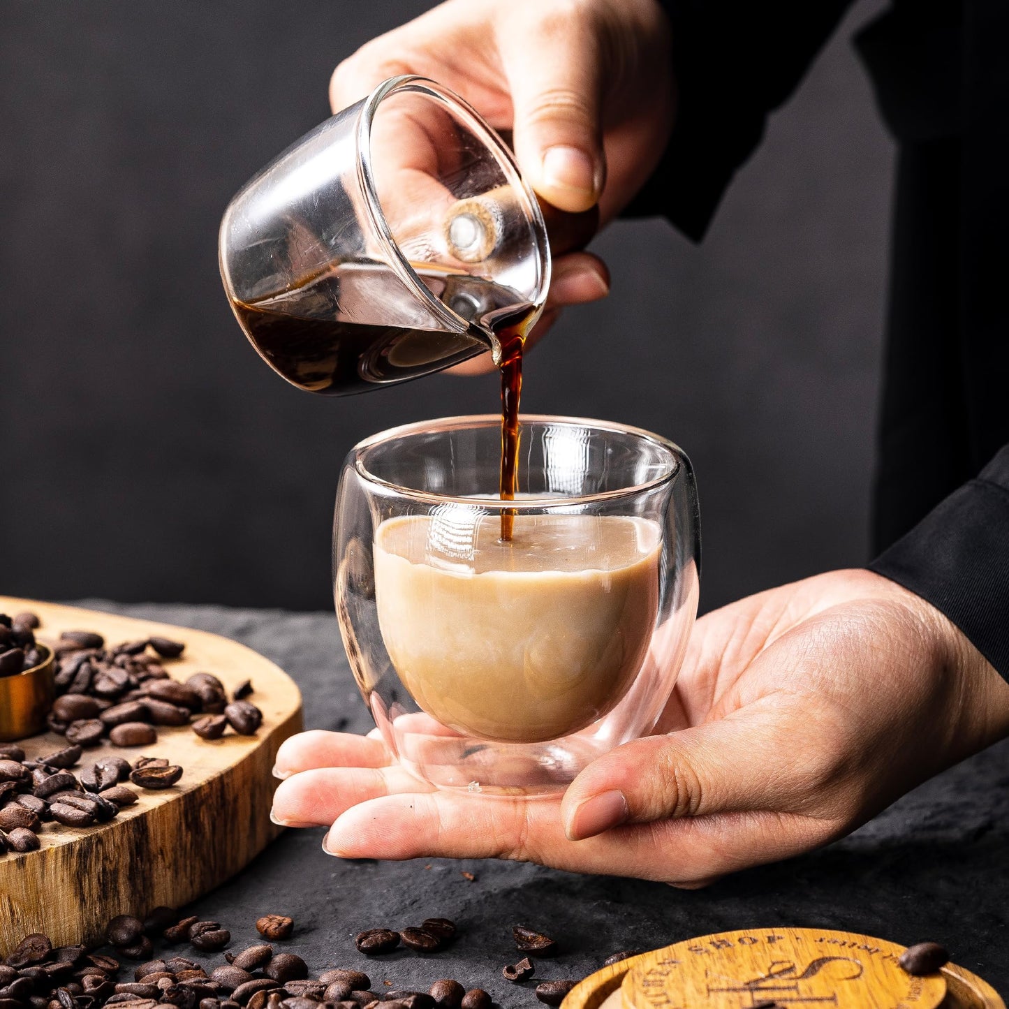 Espresso Cups Set of 2, 5 Oz(150 ml) Expresso Shots Glass Cup, Double Walled Glass Coffee Cups,Fit for Espresso Machine and Coffee Maker, Insulated Clear Espresso Shot Glasses Cups Gifts for Man Women