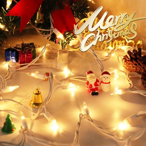 CXLHO Clear Christmas Lights 33FT 100 Incandescent Bulbs Warm White Mini Lights with White Wire for Christmas Tree, Garland, Thanksgiving, Wedding, Party, Home, Indoor & Outdoor Festival Decoration